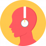 Illustrative image of a person listening to headphones.