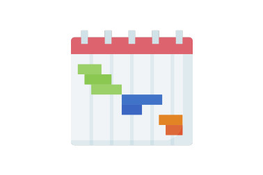 Icon of a calendar with a project plan marked on it
