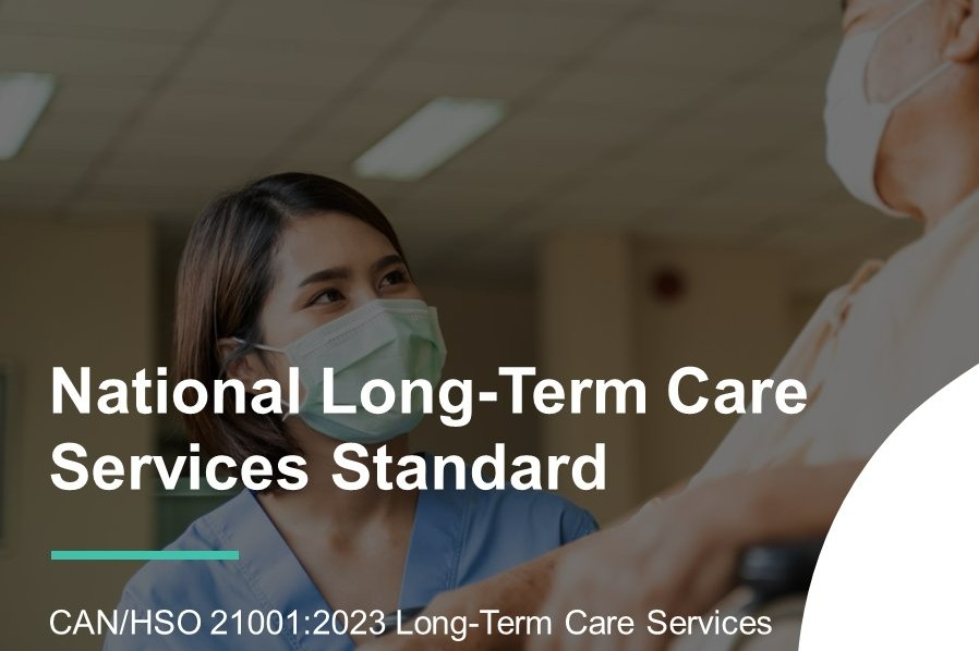 An image of an LTC worker with the text "National Long-Term Care Services Standard"